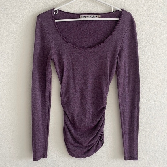 Michael Stars Purple Ruched Long Sleeve - Picture 1 of 8